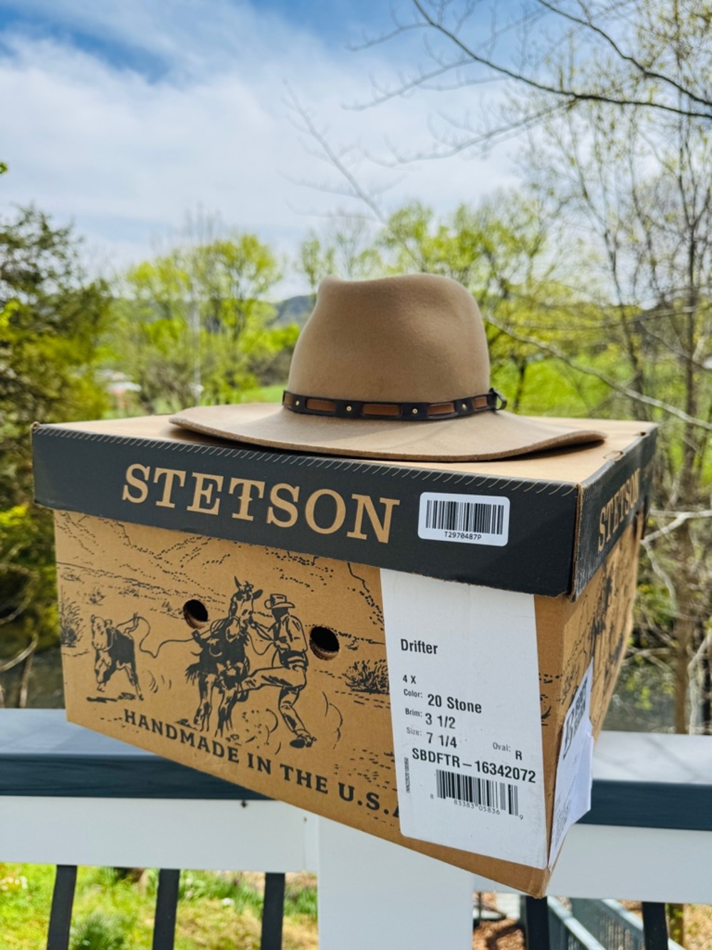 Stetson Stallion XXX Wool Western Cowboy Hat Tan 7 1/4 - Picture 7 of 9